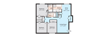 a floor plan of a bedroom floor plan with a living room and a dining room