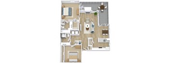 Two Bedroom Wraparound Patio Floor Plan at Newport Colony Apartment Homes, Casselberry, 32707