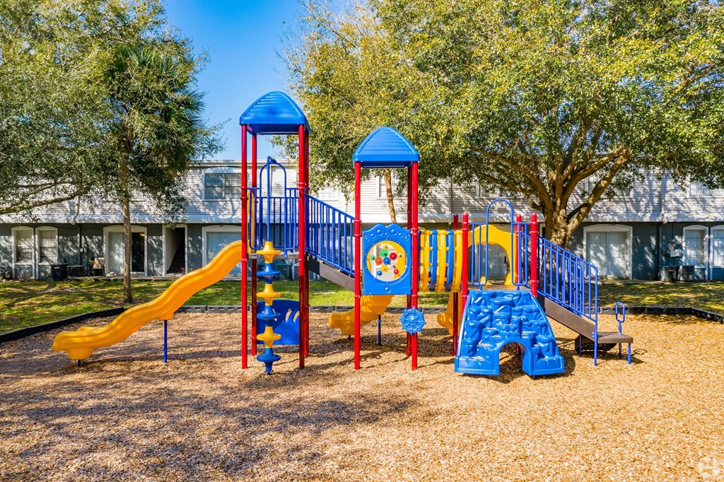 our playground is located in front of our apartments  at The Park at Chesterfield Apartment Homes, Tampa, Florida