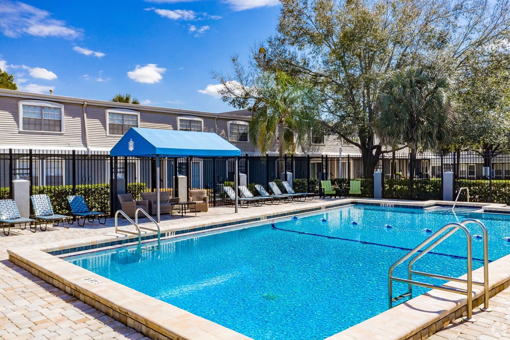 the swimming pool at our apartments  at The Park at Chesterfield Apartment Homes, Tampa, Florida