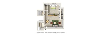 Cottonwood 1 Floor Plan at Aspen Grove Apartment Homes, Warminster