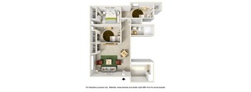 Poplar 3 Floor Plan at Aspen Grove Apartment Homes, Warminster, 18974