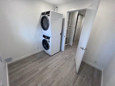 a washer and dryer in a small room