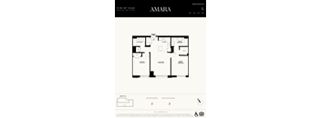 A floor plan for a residence with two bedrooms and two bathrooms.