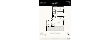 A floor plan for a residence with 3 bedrooms and 3 bathrooms.