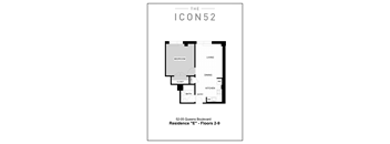 Unit Type E (2nd-9th Floor) Floor Plan at The Icon 52 Apartments, Woodside, NY