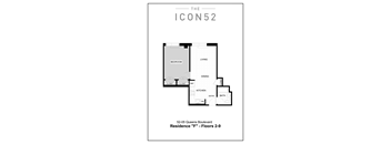 Unit Type F (2nd-9th Floor) Floor Plan at The Icon 52 Apartments, Woodside, 11377