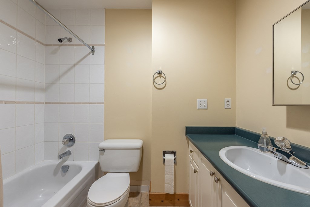 a bathroom with a sink toilet and bathtub