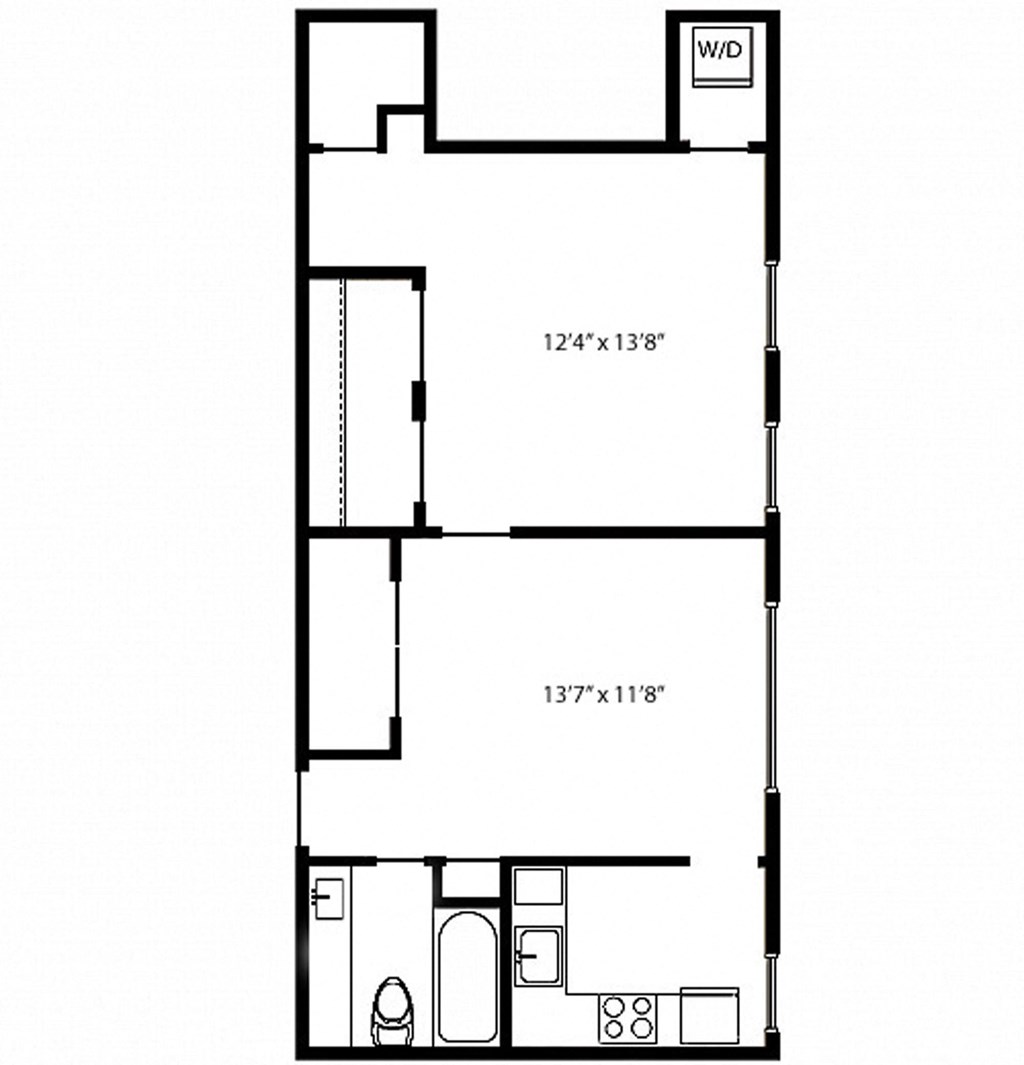 a floor plan of a small house with a bedroom and a living room