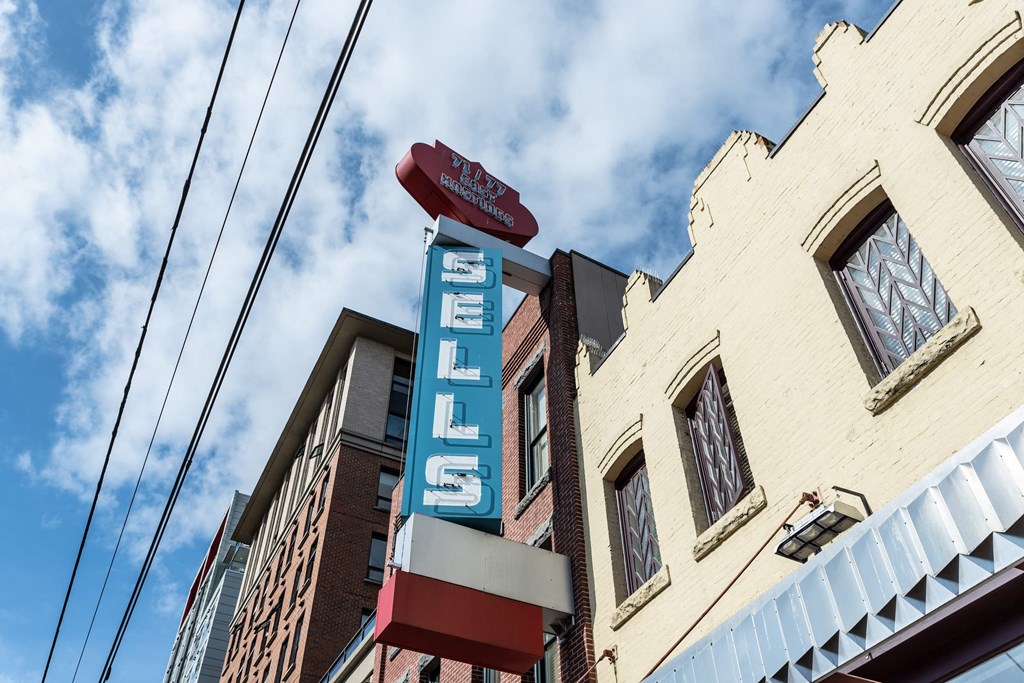 a sign on the side of a building