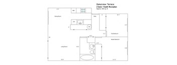 a floor plan of a bathroom with a toilet and a sink