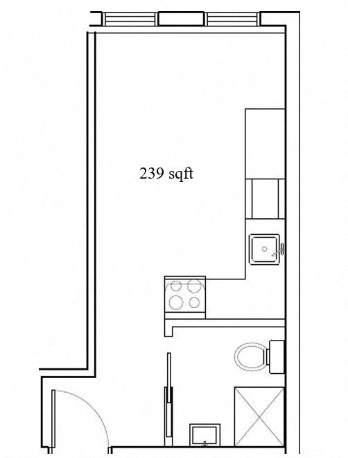a floor plan of a small house with a bedroom and a living room