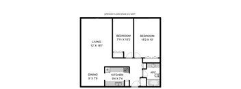 a floor plan of a bedroom apartment