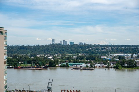a view of the city from the top of the building