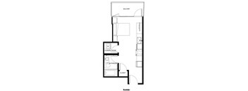 a small floor plan of a room with a bathroom and a closet