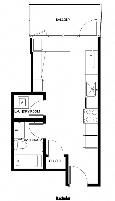 a small floor plan of a room with a bathroom and a closet
