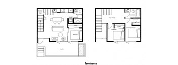 two floor plan of a house with two different views of it