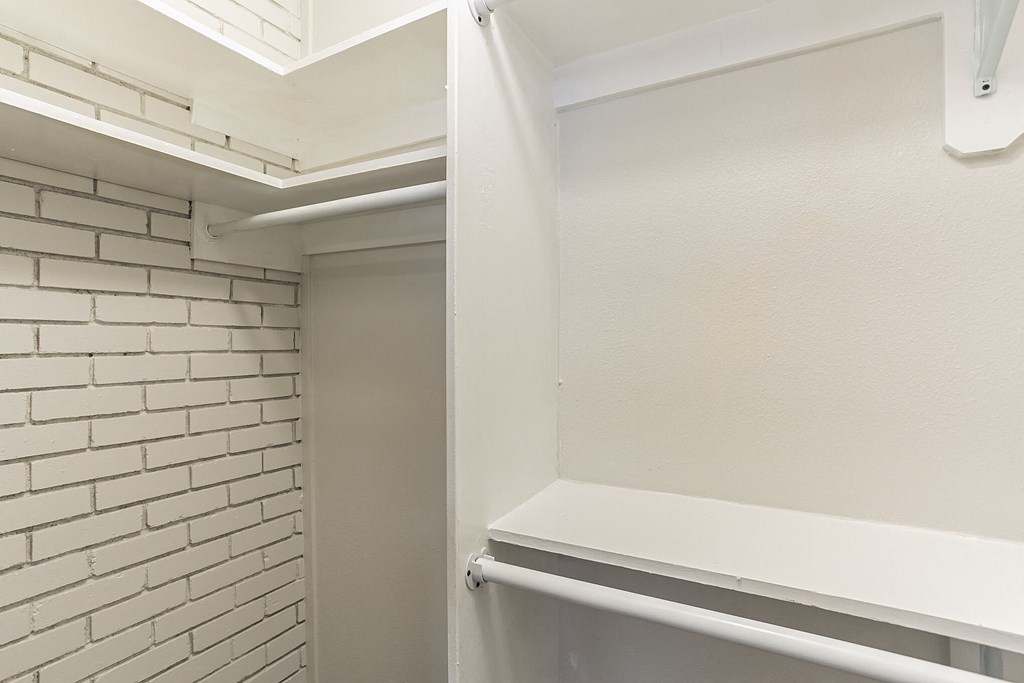 Closet with original exposed brick