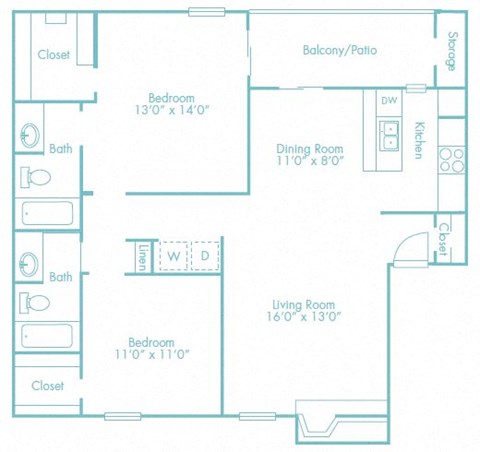2 bedroom 2 bath D at Lakeside Apartments, Texas