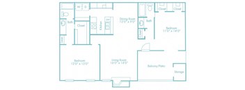 2 bedroom 2 bath C at Lakeside Apartments, Dallas