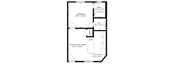 1 bed 1 bath floor plan O at The Eastern Apartments, Dallas