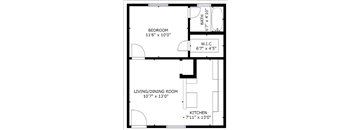 1 bed 1 bath floor plan Q at The Eastern Apartments, Texas