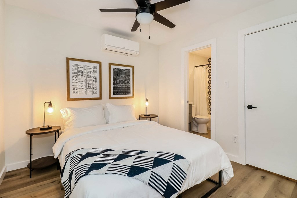 Bedroom at The Eastern Apartments, Dallas, TX