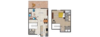 1 bed 1.5 bath floor plan at The Alista Apartments, Texas