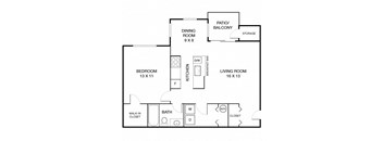1 Bed 1 Bath Appaloosa Floorplan
