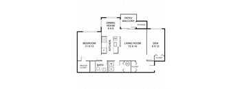 1 Bed 1 Bath Thoroughbred Floorplan
