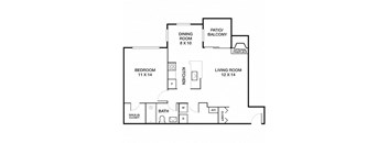 1 Bed 1 Bath Bradford Floorplan