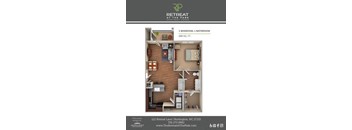 1 Bed 1 Bath Iris Floorplan