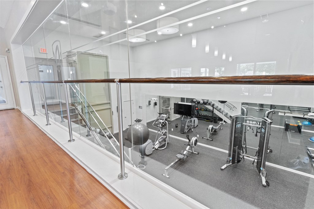 a view of the exercise room from the second floor