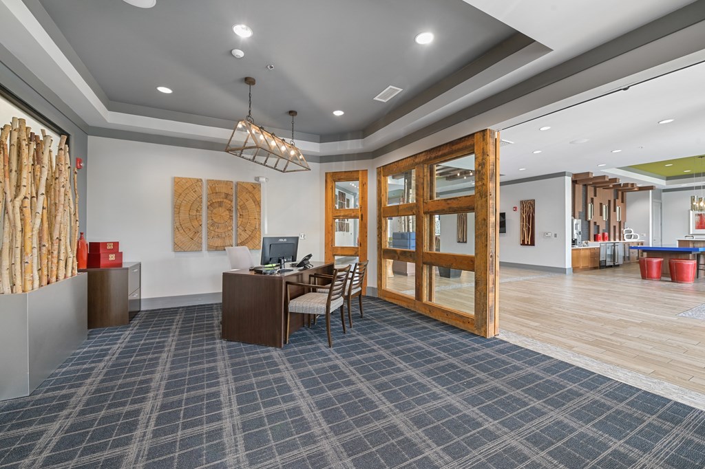 our apartments showcase a naturally well lit living area with a kitchenette and dining area