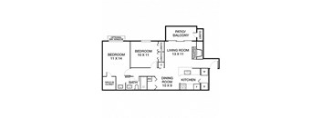 2 Bed 1 Bath Savanna Floorplan