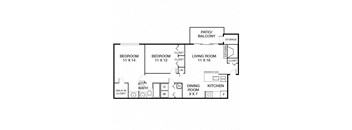2 Bed 1 Bath Morgan Floorplan