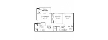 2 Bed1 Bath Clydesdale Floorplan