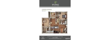 2 Bed 2 Bath Poppy Floorplan
