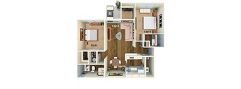 2 Bed 2 Bath The Willow Floorplan