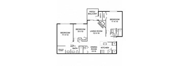 3 Bed 2 Bath Arbor Floorplan