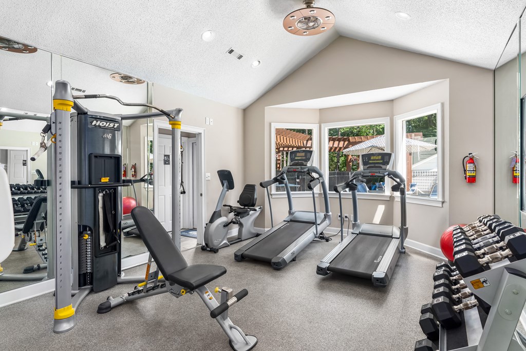 the gym at the enclave at woodbridge apartments in sugar land, tx