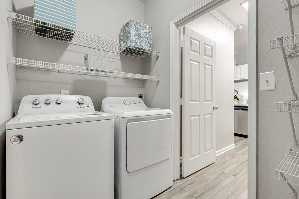 a washer and dryer in a laundry room