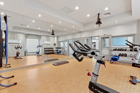 the gym at the enclave at woodbridge apartments in sugar land, tx
