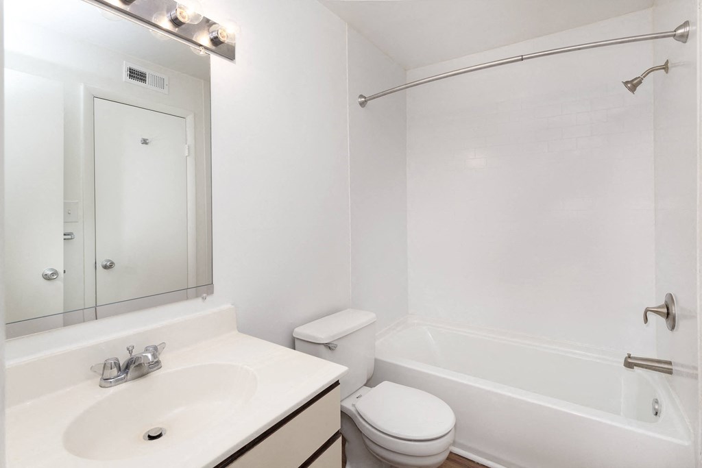 Bathroom with shower/tub at Springwoods at Lake Ridge apartments for rent in Woodbridge, VA