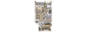 a floor plan of a apartment with a bedroom and a living room