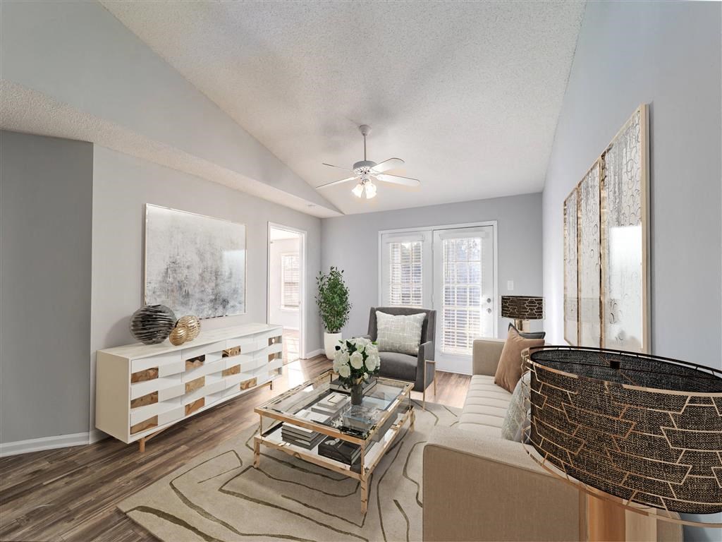 Model apartment living room  at the Astoria apartments in Mobile, AL