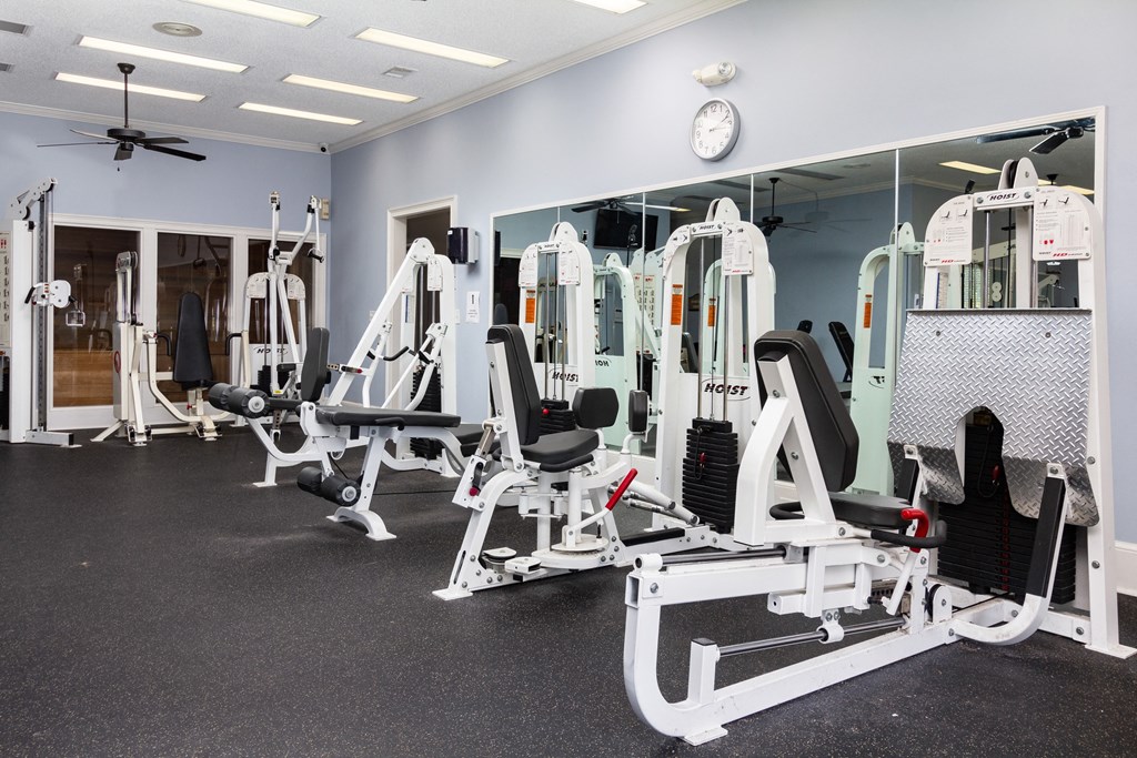 Premium fitness center with strength and cardio equipment at Adrian on Riverside in Macon, GA