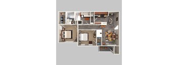 2 Bedroom, 2 Bathroom 1100sqft