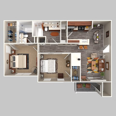 2 Bedroom, 2 Bathroom 1100sqft