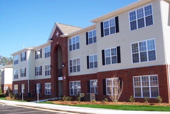 Exterior of Crescent Commons apartments in Fayetteville, NC